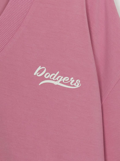 [Ive Gaeul Worn] MLB Women's Basic V-Neck Semi-Crop Sweatshirt LA Dodgers
