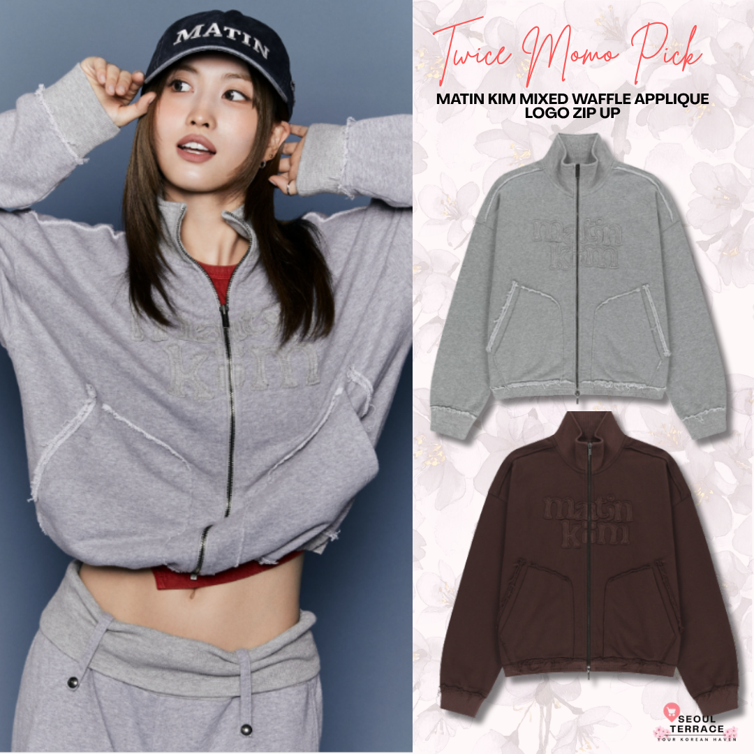 [Twice Momo X Matin Kim 26 Fall Coll.] Mixed Waffle Applique Logo Zip Up
