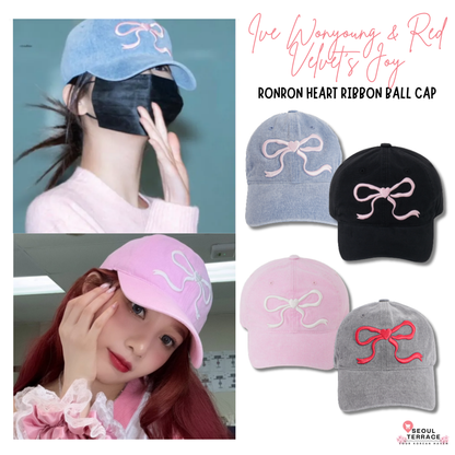 [Ive Wonyoung & Red Velvet Joy Worn] Ronron Heart Ribbon Ball cap
