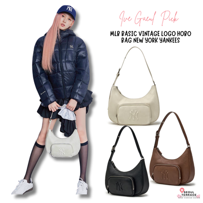 [Ive Gaeul Worn] MLB Basic Vintage Logo Hobo Bag New York Yankees