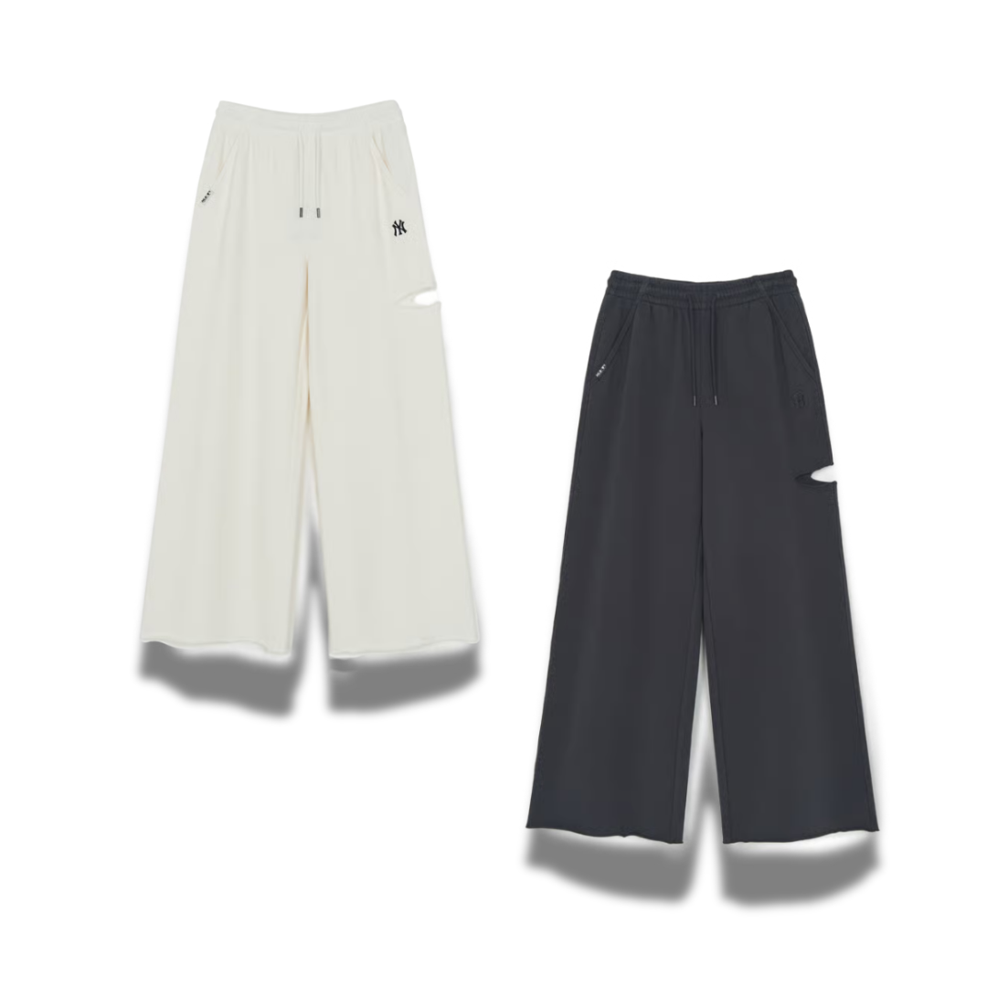 MLB Women's Basic Cutout Washed Wide Pants New York Yankees