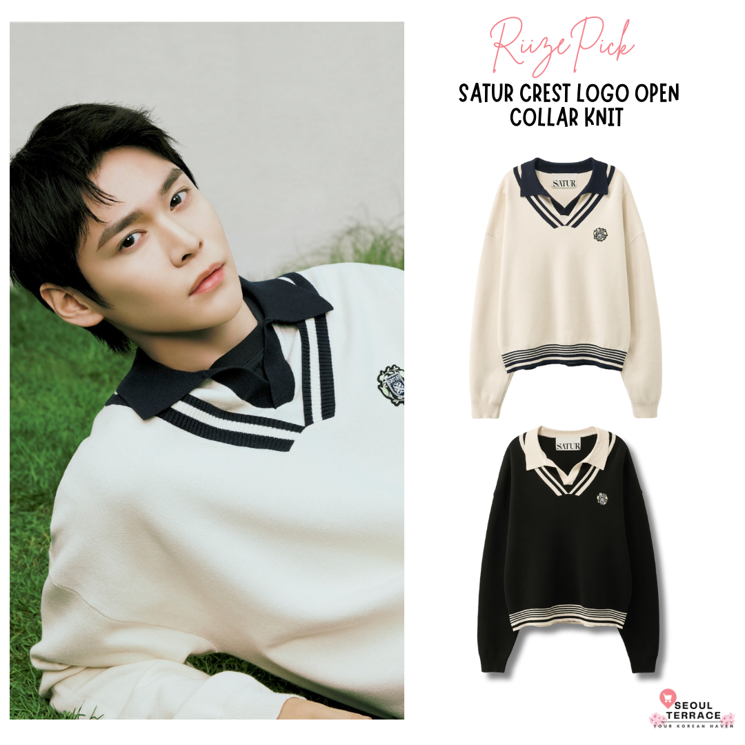 [Riize Pick] 26SS Satur Crest Logo Open Collar Knit