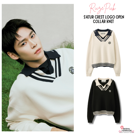 [Riize Pick] 26SS Satur Crest Logo Open Collar Knit