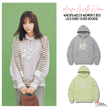 [Aespa Giselle Worn] 26SS Wacky Willy Women's Big Lily Semi-Over Hoodie
