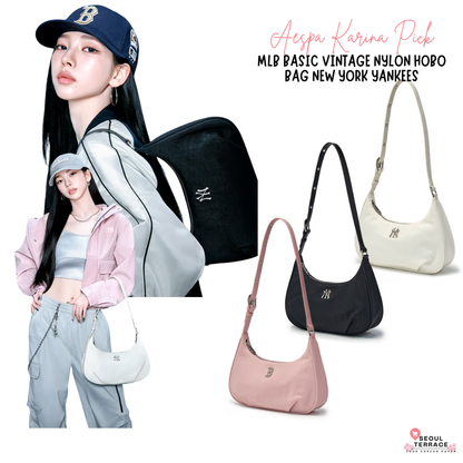[Aespa Karina Pick] 26SS MLB Basic Vintage Nylon Hobo Bag New York Yankees