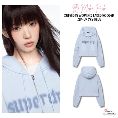 [Illit Moka Pick] 26SS Superdry Women's Faded Hooded Zip-Up Sky Blue