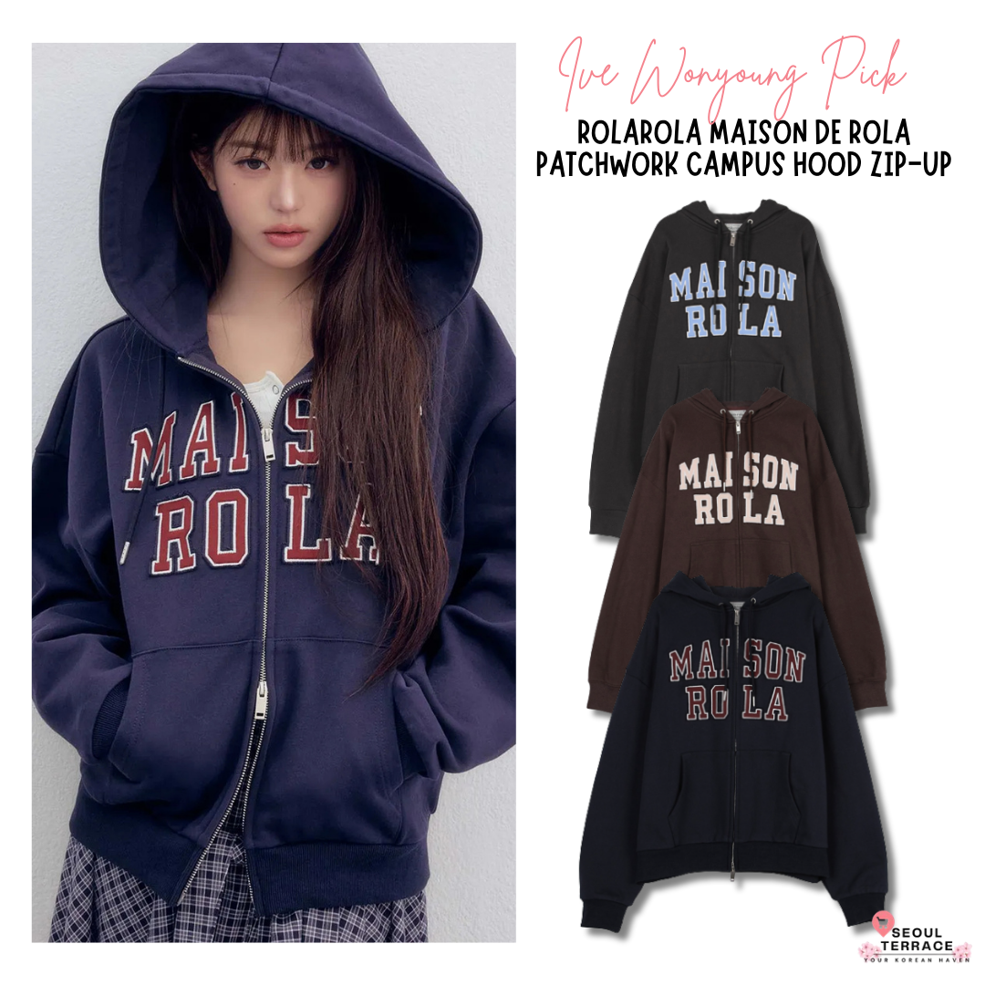 [Ive Wonyoung Pick] 26SS RolaRola Maison De Rola Patchwork Campus Hood Zip-Up