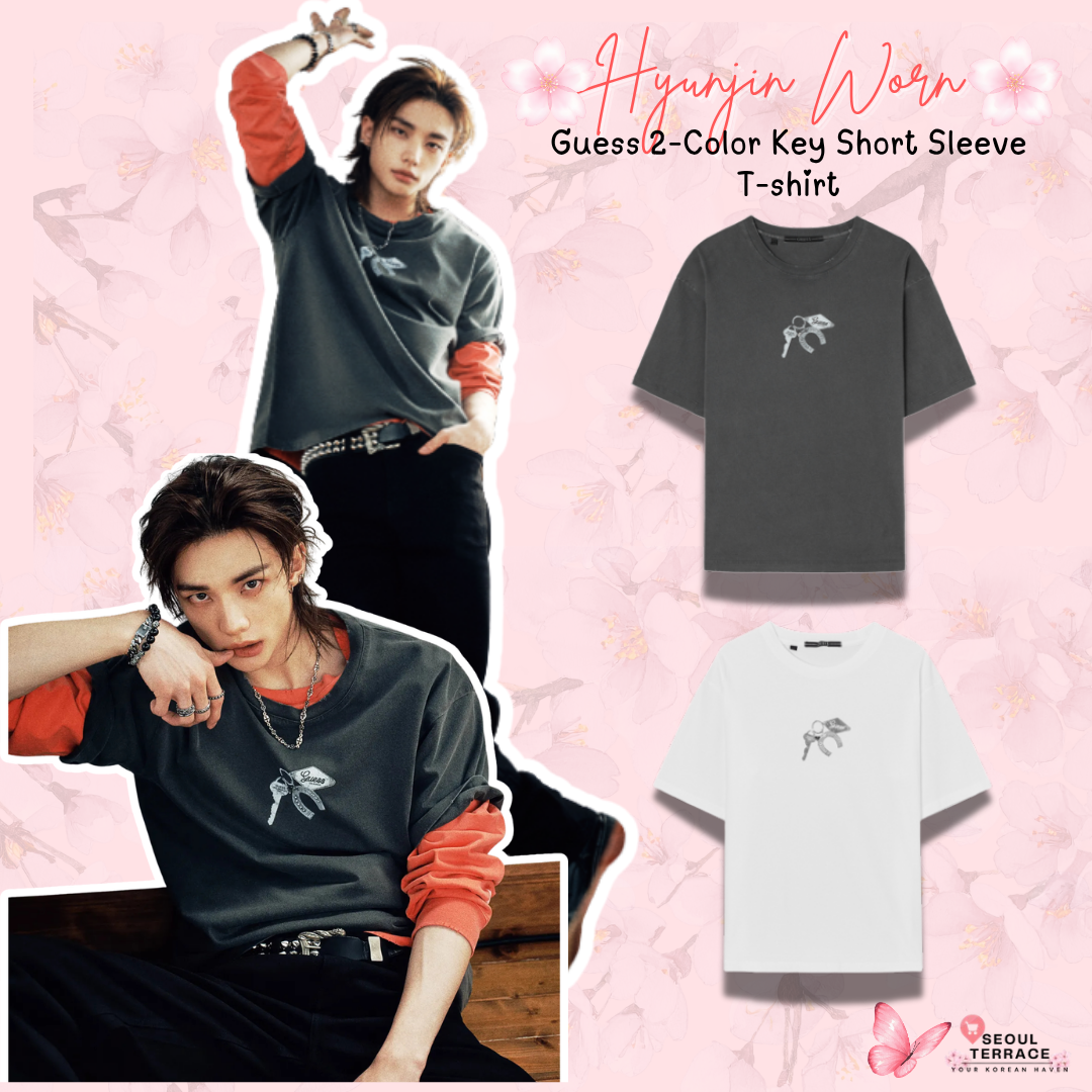 [Straykids Hyunjin Worn] 26SS Guess 2-Color Key Short Sleeve T-shirt