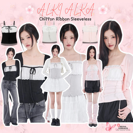 Alkialka Chiffon Ribbon Sleeveless