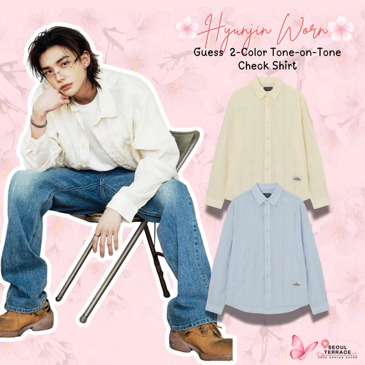 [Straykids Hyunjin Worn] 26SS Guess  2-Color Tone-on-Tone Check Shirt