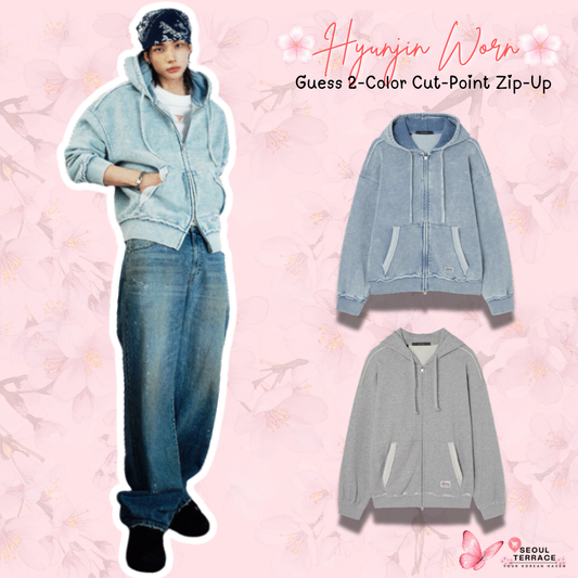 [Straykids Hyunjin Worn] 26SS Guess 2-Color Cut-Point Zip-Up