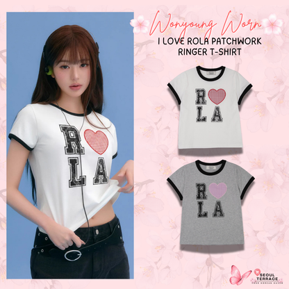 [Ive Wonyoung Worn] Rola Rola I love Rola Patchwork Ringer T-Shirt