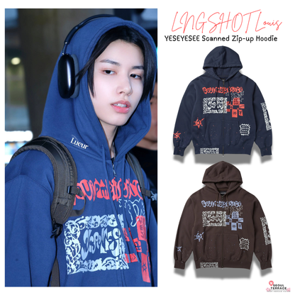 [LNGSHOT Louis Worn] YESEYESEE Scanned Zip-up Hoodie