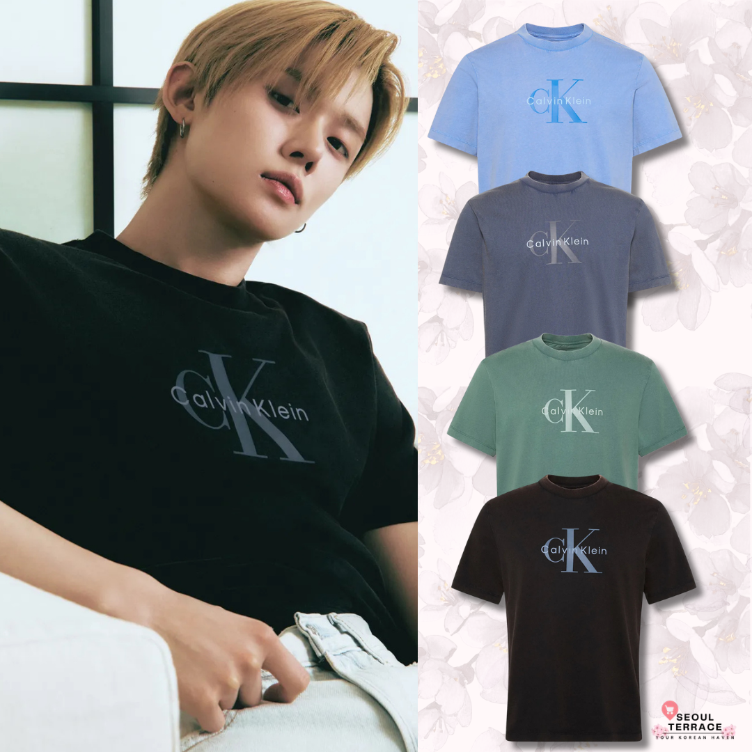 [TXT Yeonjun Worn] Calvin Klein Acid Wash Monologo Graphic Short Sleeve T-shirt