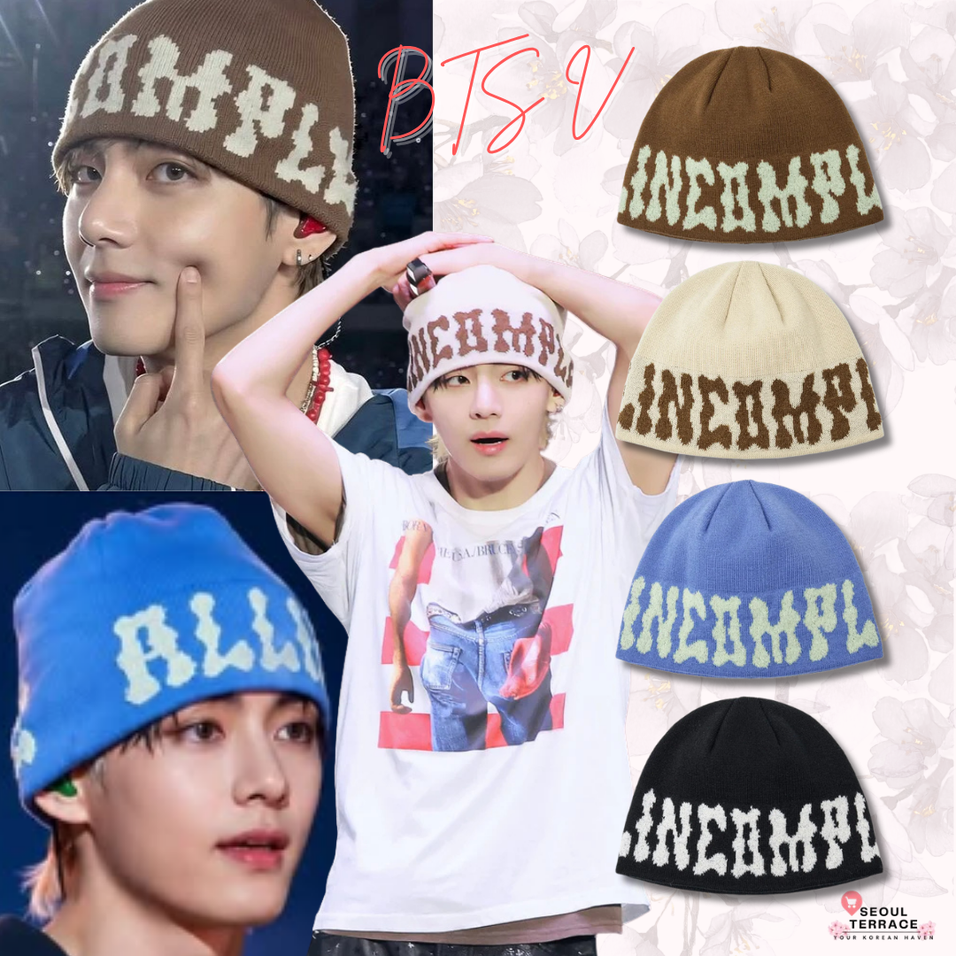 [BTS V Worn] ALLINCOMPLETE Pom-Pom Logo Jacquard Beanie