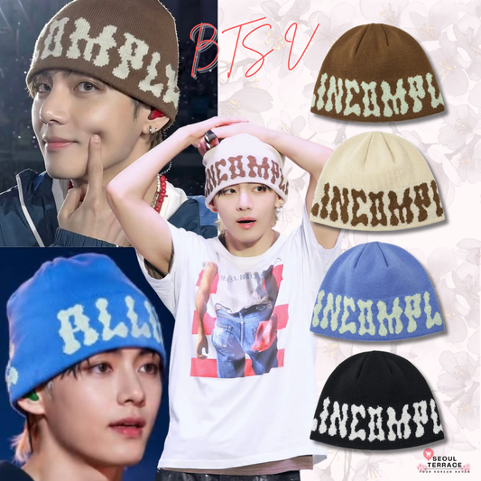 [BTS V Worn] ALLINCOMPLETE Pom-Pom Logo Jacquard Beanie