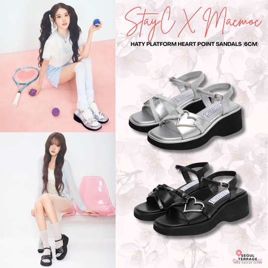 [StayC X Macmoc]  Haty Platform Heart Point Sandals (6cm)