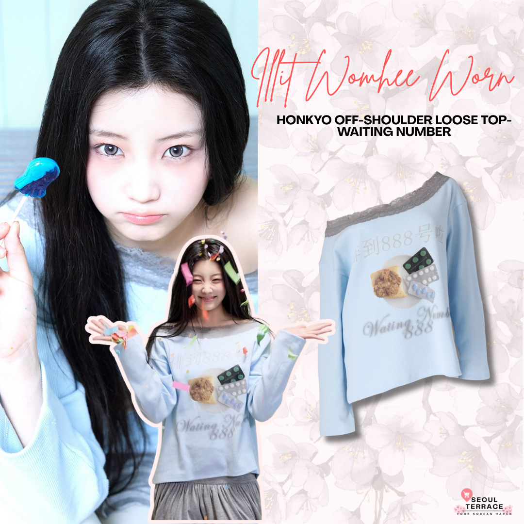 [Illit Wonhee Worn] HONKYO Off-Shoulder Loose Top- Waiting Number