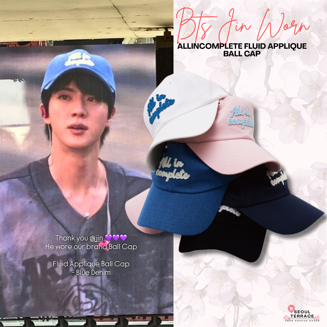 [BTS Jin Worn] ALLINCOMPLETE Fluid Applique Ball Cap