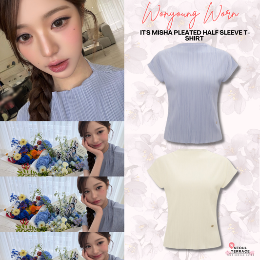 [Ive Jang Wonyoung Worn] IT'S MISHA Pleated Half Sleeve T-shirt