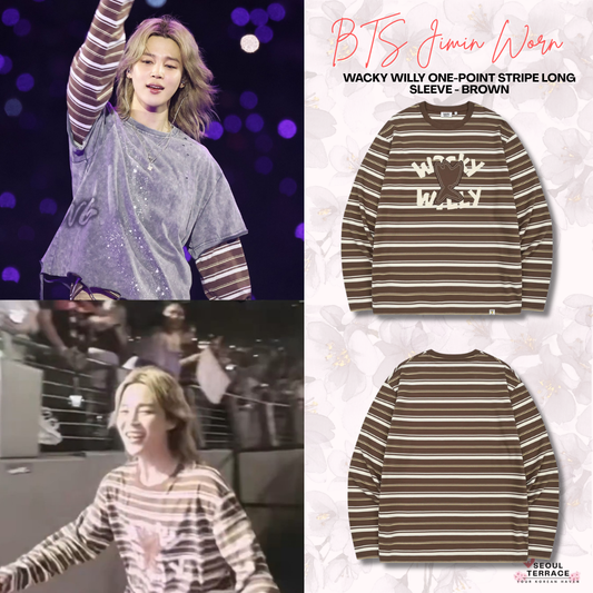 [BTS Jimin Worn] WACKY WILLY One-Point Stripe Long Sleeve - Brown