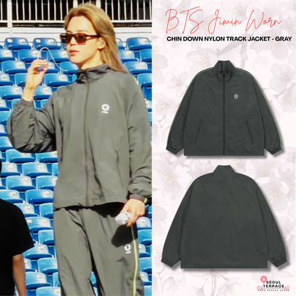 [BTS Jimin Worn] CHIN DOWN Nylon Track Jacket - Gray