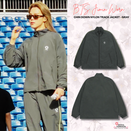[BTS Jimin Worn] CHIN DOWN Nylon Track Jacket - Gray