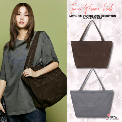[Twice Momo X Matin Kim 26 Fall Coll.] Vintage washed Cotton Shoulder Bag