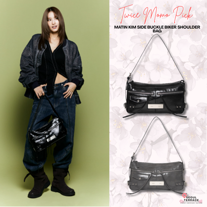 [Twice Momo X Matin Kim 26 Fall Coll.] Side Buckle Biker Shoulder Bag
