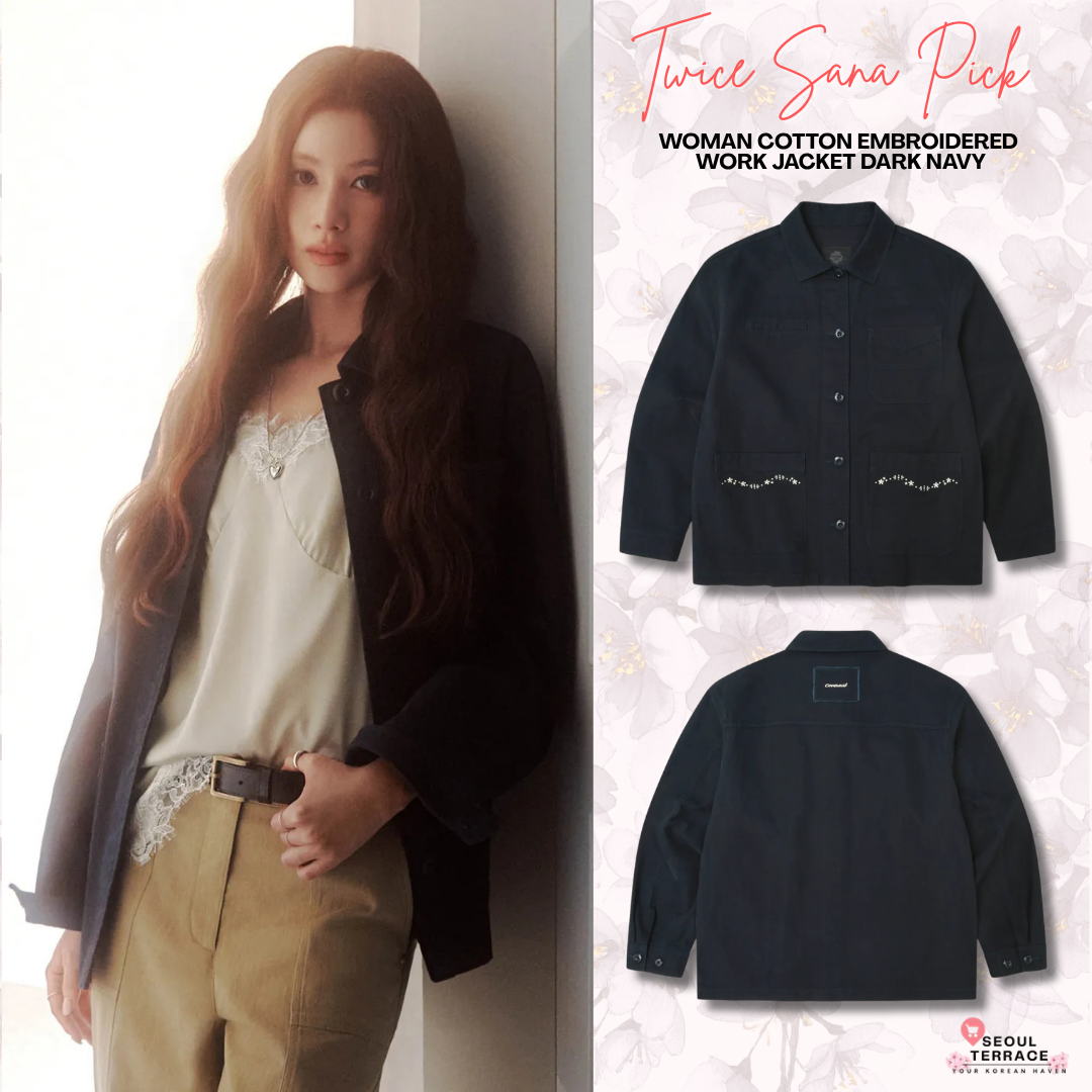 [Twice Sana Pick] 26FW COVERNAT WOMAN Cotton Embroidered Work Jacket Dark Navy