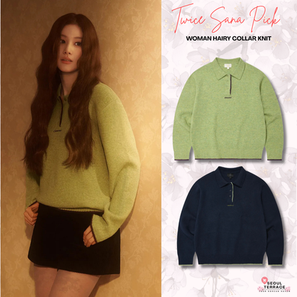 [Twice Sana Pick] 26FW COVERNAT WOMAN Hairy Collar Knit