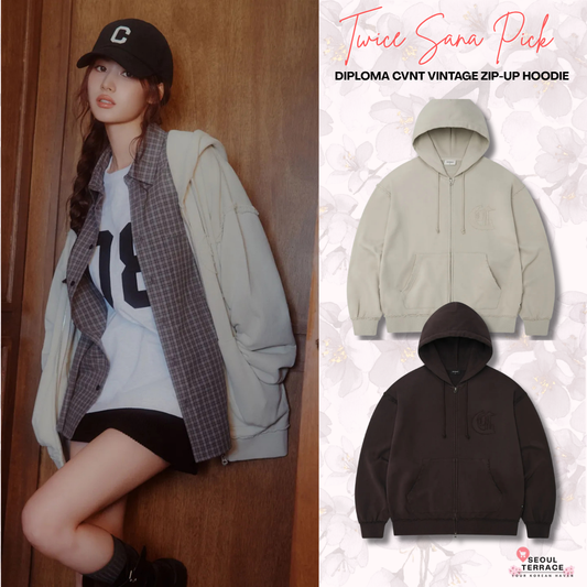 [Twice Sana Pick] 26FW COVERNAT Diploma CVNT Vintage Zip-up Hoodie