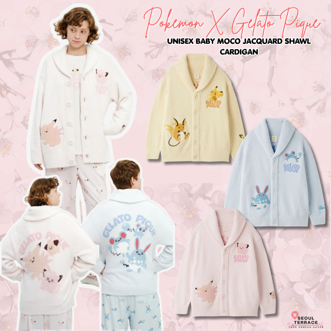 [Pokemon X Gelato Pique] Unisex BABY MOCO Jacquard Shawl Cardigan