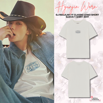 [Straykids Hyunjin Worn] 26Fall Guess GJ Regular Fit Classic Logo Short Sleeve T-shirt_WHT