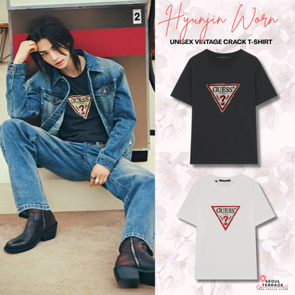 [Straykids Hyunjin Worn] 26Fall Guess Unisex Vintage Crack T-shirt