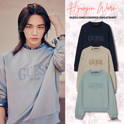 [Straykids Hyunjin Worn] 26Fall Guess Embroidered Sweatshirt