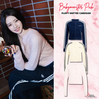 [Babymonster Pick] 26FW Adidas Fluffy Knitted Cardigan