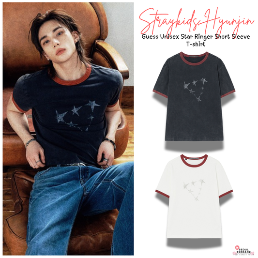 [Straykids Hyunjin Worn] 26 Summer Guess Unisex Star Ringer Short Sleeve T-shirt