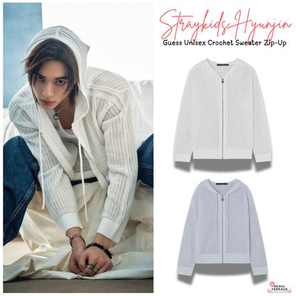 [Straykids Hyunjin Worn] 26 Summer Guess Unisex Crochet Sweater Zip-Up
