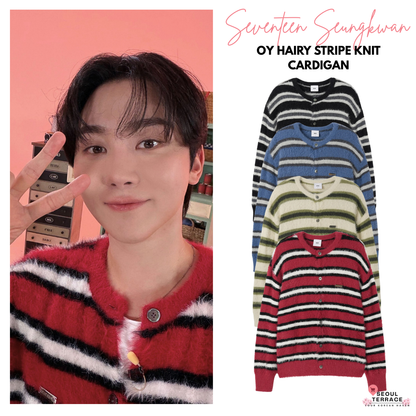 [Seventeen Seungkwan Worn] OY Hairy Stripe Knit Cardigan