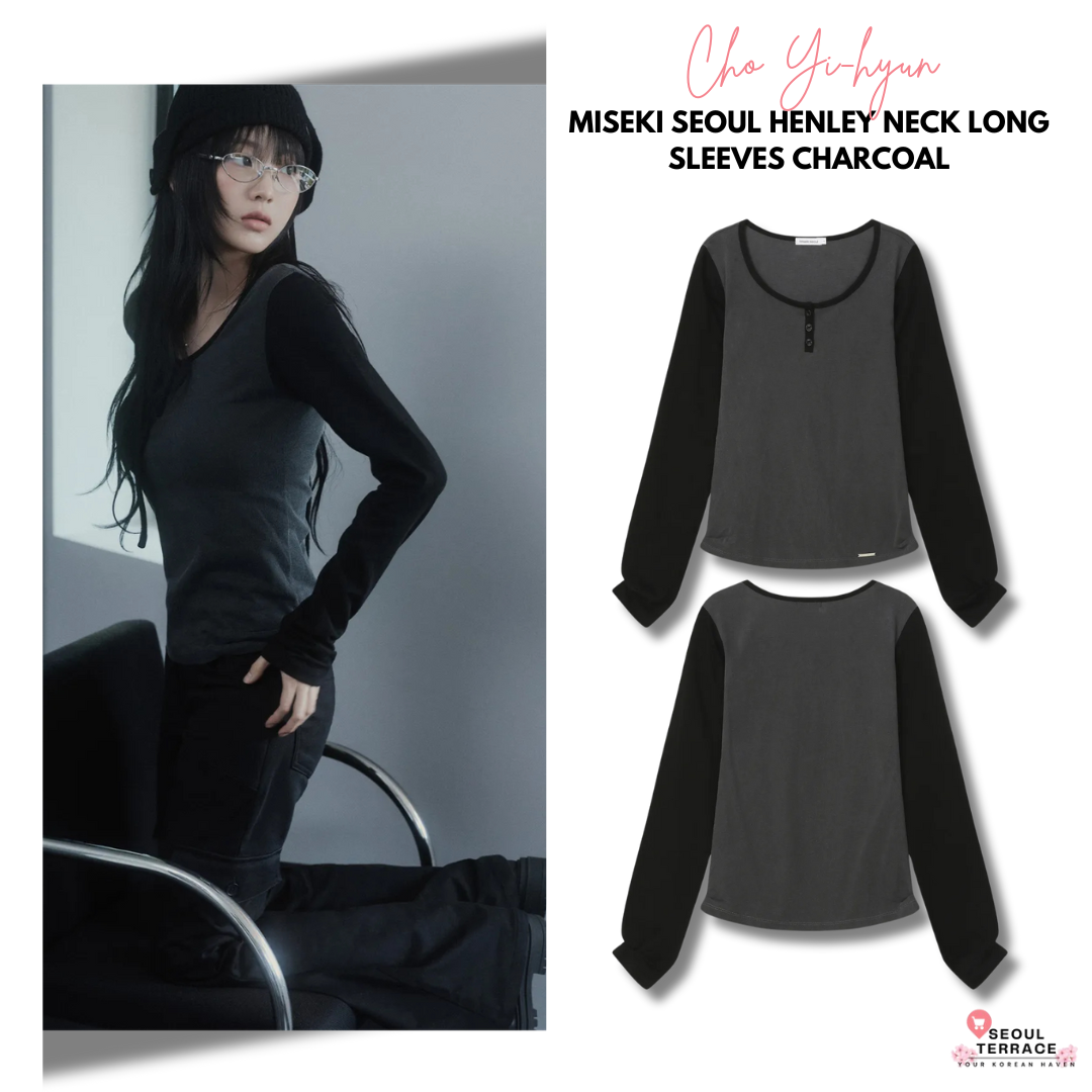 [Cho Yi-hyun Pick] Miseki Seoul Henley Neck Long Sleeves Charcoal