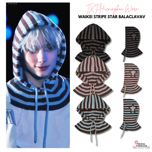 [TXT Hueningkai Worn] Waikei Stripe Star Balaclava