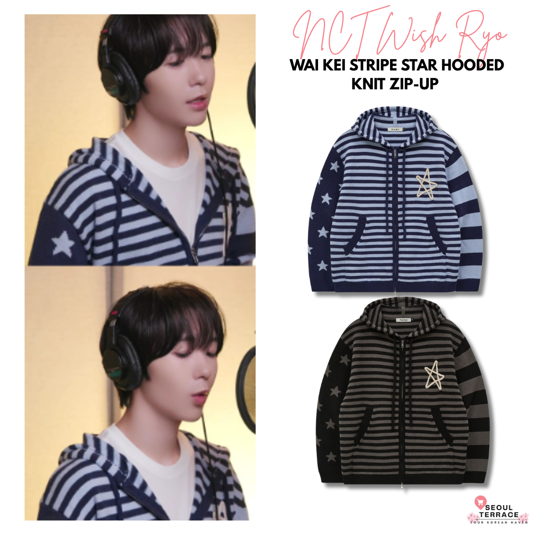 [NCT Wish Ryo Worn] Wai Kei Stripe Star Hooded Knit Zip-Up