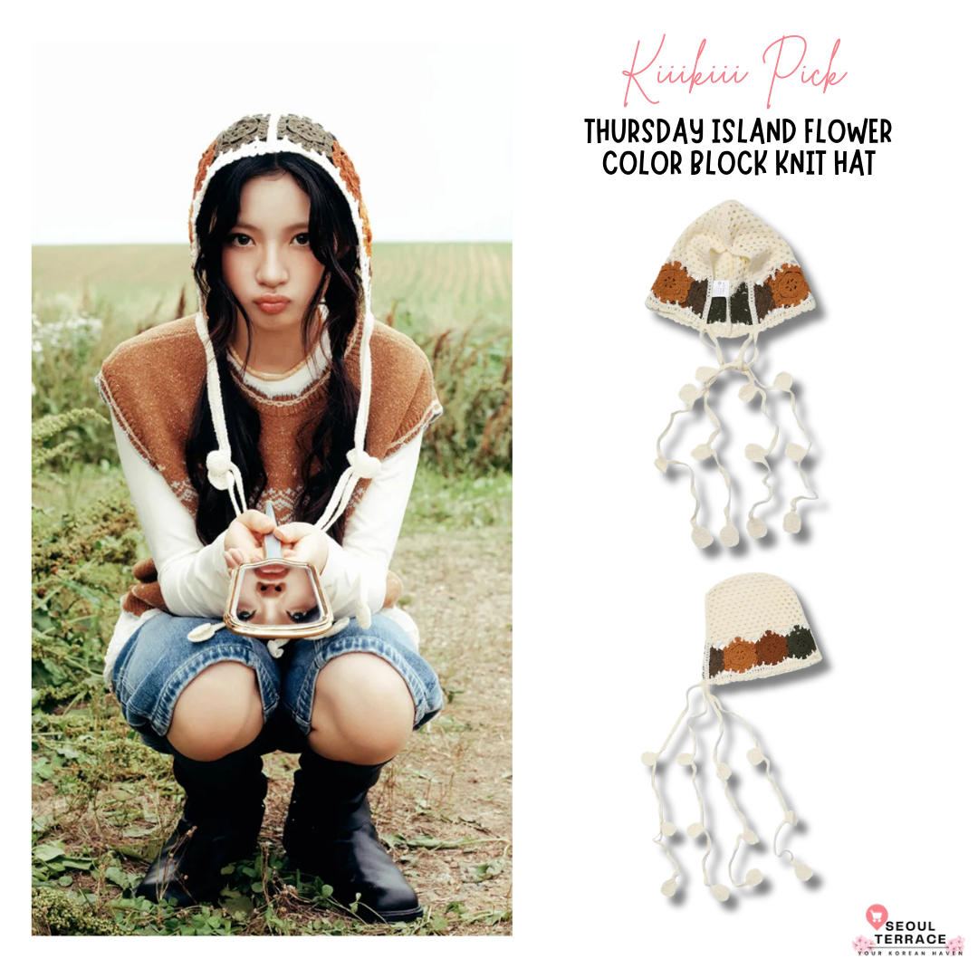 [Kiiikiii X Thursday Island] Flower Color Block Knit Hat