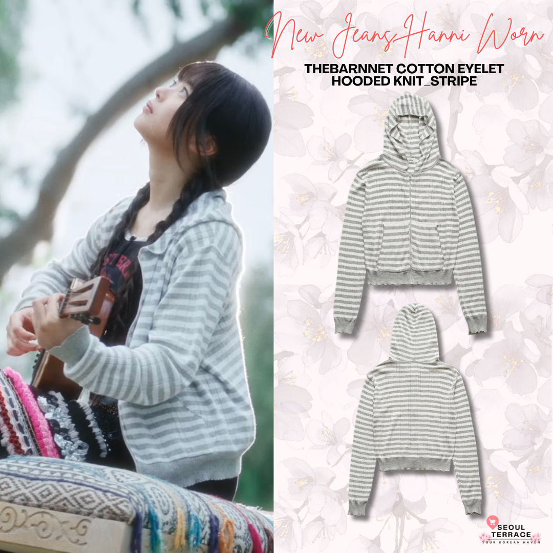 [NewJeans Hanni Worn] THEBARNNET Cotton Eyelet Hooded Knit_Stripe