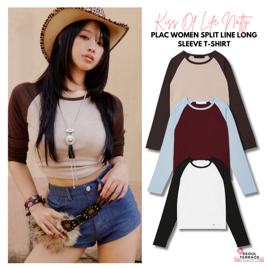 [Kiss Of Life Natty] Plac Women Split Line Long Sleeve T-Shirt