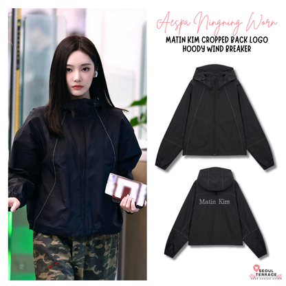 [Aespa Ningning Worn] Matin Kim Cropped Back Logo Hoody Wind Breaker