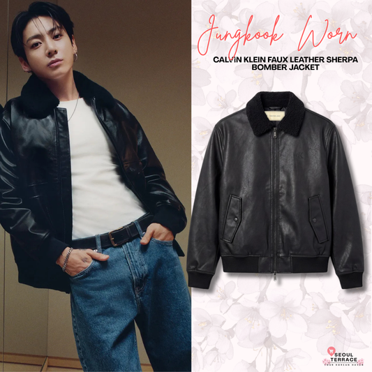 [BTS Jungkook Pick] CALVIN KLEIN Faux Leather Sherpa Bomber Jacket