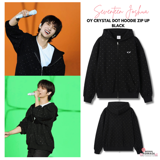 [Seventeen Joshua Worn] OY Crystal Dot Hoodie Zip Up Black