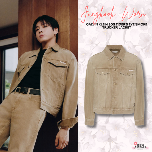 [BTS Jungkook Pick] CALVIN KLEIN 90s Tiger's Eye Smoke Trucker Jacket